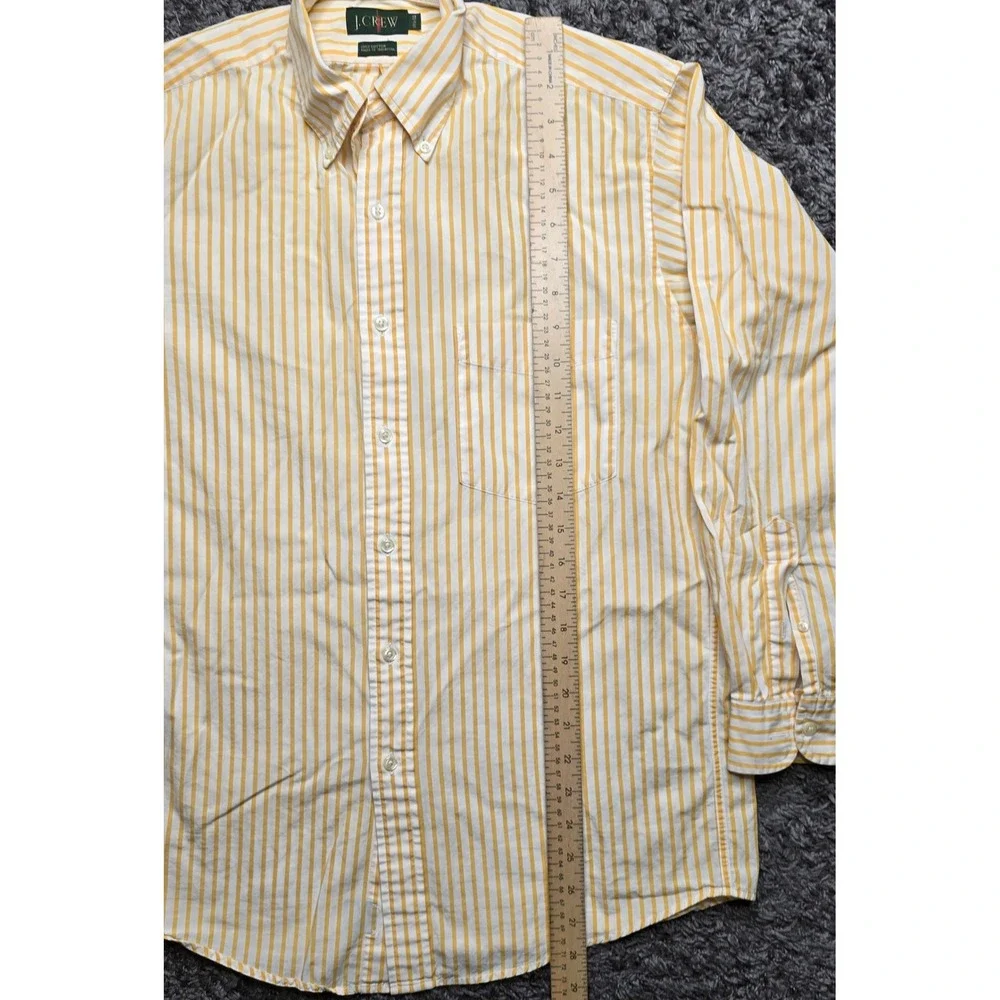 JCrew‎ Mens Yellow White Striped Button Down Shirt 100% Cotton Size 14.5 32/33